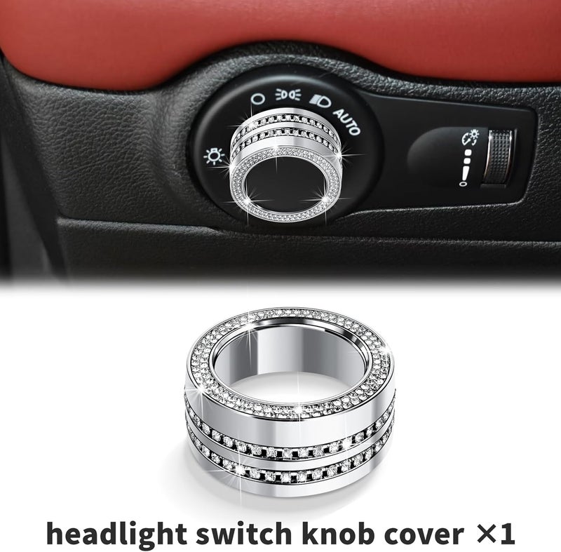 Polodunn for 2021-2026 Dodge Durango Accessories, 6PCS Premium Aluminum Alloy Knob Cover Trim Set (Bling) – Push Start, A/C Climate, Volume & Headlight Switch Covers – Enhanced Grip • Non-Slip - Image 4